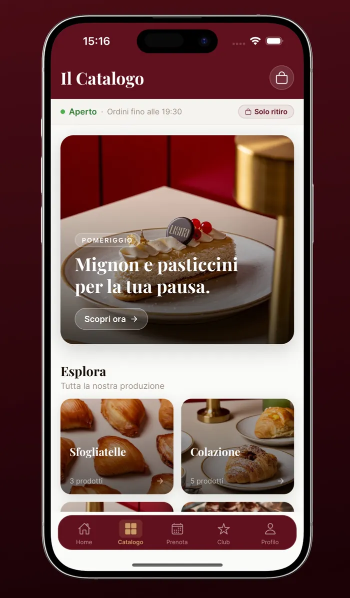 Il catalogo nell’app Lisita