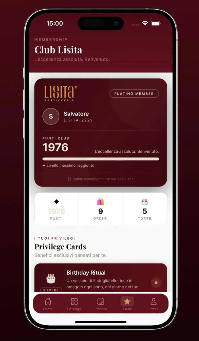 La Lisita Card nell’app